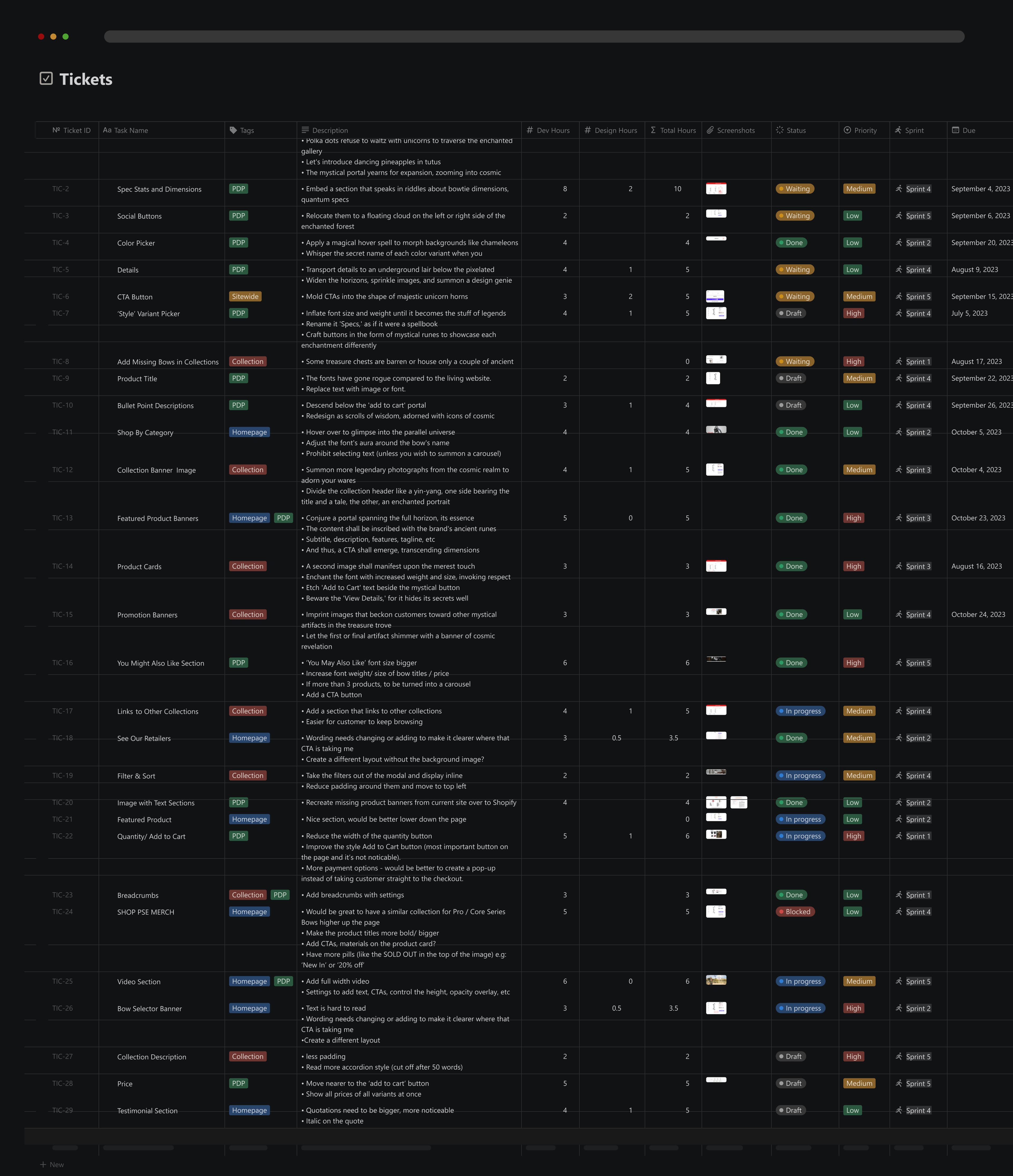 DJG Tickets Tasks Database